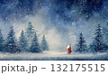 もみの木の雪原でたたずむサンタクロース 132175515
