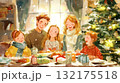 クリスマスパーティーを楽しむ家族 132175518