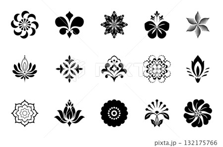 Flower icons set. Isolated elements for design. Vector graphics. 132175766