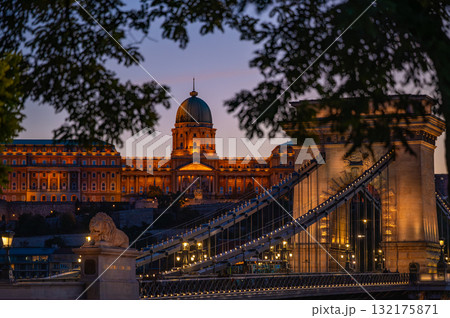 Sunset view of Budapest, highlighting the historic Parliament, Danube River, Buda Castle and Chain Bridge. Sunset view of Budapest, highlighting the historic Parliament, Danube River, Buda Castle and Chain Bridge. 132175871