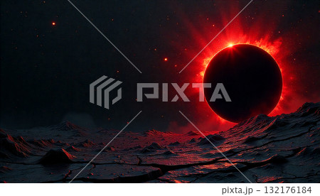 赤い満月と星空の背景 赤い満月と星空の背景 132176184