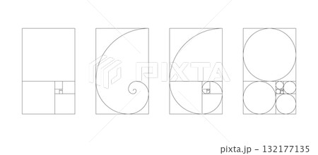 Vertical Fibonacci numbers array set of 4 elements. Golden ratio harmony proportions templates. Vertical Fibonacci numbers array set of 4 elements. Golden ratio harmony proportions templates. 132177135