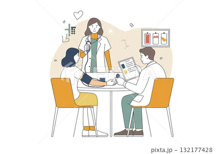 血圧測定を受ける患者/健康診断 血圧測定を受ける患者/健康診断 132177428