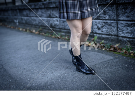寒い日に部活で暗い道を登下校する女子高生 高校生のスカート 斜め 登校下校 ネガティブイメージ 寒い日に部活で暗い道を登下校する女子高生 高校生のスカート 斜め 登校下校 ネガティブイメージ 132177497