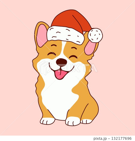 Adorable Cartoon Corgi for Christmas Designs 132177696