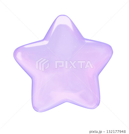 ぷっくりシール風3Dイラスト　星 132177948