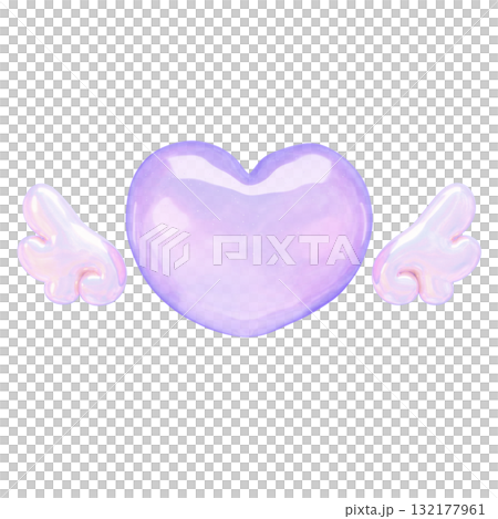 豐滿貼紙式 3D 插圖:帶翅膀的心 豐滿貼紙式 3D 插圖:帶翅膀的心 132177961