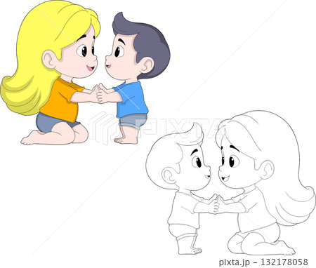 Mother Teaching Son Good Behavior Mothers Day Illustration Mother Teaching Son Good Behavior Mothers Day Illustration 132178058