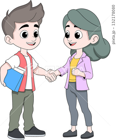 Cartoon Young Man Applying for a Job with Document Folder Cartoon Young Man Applying for a Job with Document Folder 132178080
