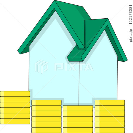Gold Coin Stack and House Icon Symbol of Investment Vector Illustration Gold Coin Stack and House Icon Symbol of Investment Vector Illustration 132178081