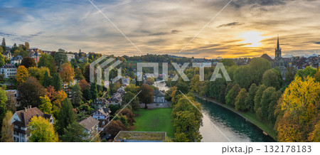 Bern (Berne) Switzerland, sunrise city skyline at old town and Aare River in autumn season Bern (Berne) Switzerland, sunrise city skyline at old town and Aare River in autumn season 132178183