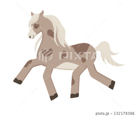 Cute hand drawn horse isolated on white background. Cartoon pony. Vector illustration 132178386