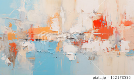 Abstract landscape art with orange and red accents 132178556