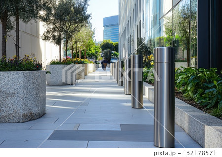 concrete pathway with green lawn 132178571