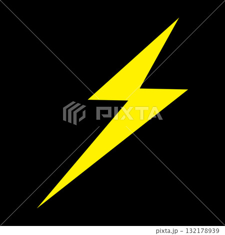 稲妻 シンプルでフラットなイラスト 黒背景 稲妻 シンプルでフラットなイラスト 黒背景 132178939