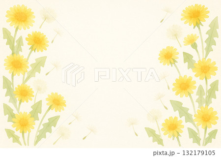 たんぽぽシリーズ:左右に群生するたんぽぽのフレーム背景 たんぽぽシリーズ:左右に群生するたんぽぽのフレーム背景 132179105