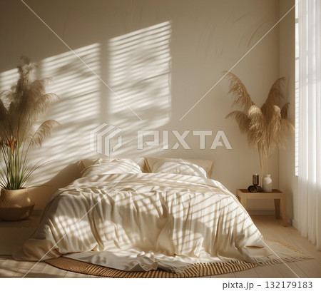 Minimalist bedroom interior with natural light Minimalist bedroom interior with natural light 132179183