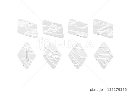Blank white rhomb adhesive crumpled tape mockup, top side view Blank white rhomb adhesive crumpled tape mockup, top side view 132179356
