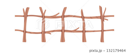 Traditional old-fashioned handmade woven fence 132179464