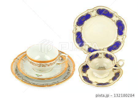 Elegant Tea Service Set Isolated on a White Background 132180284