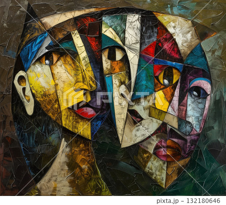 Expressionist art faces in abstract formのイラスト素材 [132180646] - PIXTA