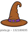Cute witch hat, Halloween clip art design element. Isolated october holiday illustration. 132180695