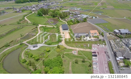 水攻めされた備中高松城の上空からの様子 水攻めされた備中高松城の上空からの様子 132180845