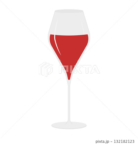 Rose Wine in Tall Glass Wine Day Greetings Logotype Sticker Icon Pictogram Minimalistic Flat Design 132182123