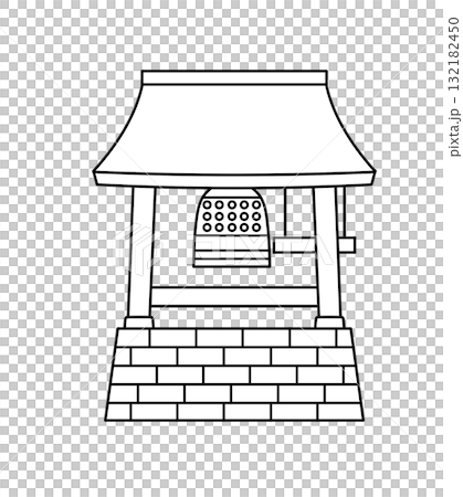 白黒線画の手描き風の寺の鐘楼イラスト(仏教行事・除夜の鐘) 白黒線画の手描き風の寺の鐘楼イラスト(仏教行事・除夜の鐘) 132182450