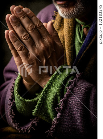 Hands clasped in prayer 132183245