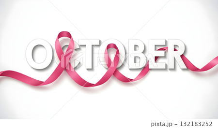 October Breast Cancer Awareness Month with Pink Ribbon 132183252