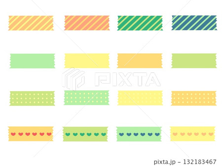緑や黄色のマスキングテープセット 132183467