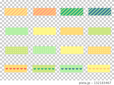 緑や黄色のマスキングテープセット 132183467