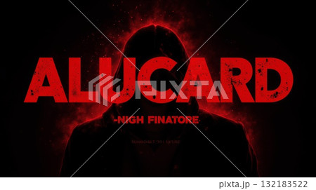 Dark Halloween-themed illustration featuring bold serif typography with glowing red outline and shadowed background 132183522