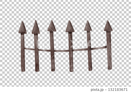 Watercolor black fence. Hand drawn Halloween design element for haunted house, card, invitation, or dark illustration. Watercolor black fence. Hand drawn Halloween design element for haunted house, card, invitation, or dark illustration. 132183671