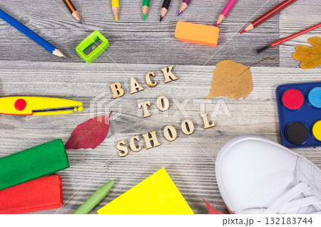 Colorful school supplies and accessories for learning. Development of creativity, back to school 132183744