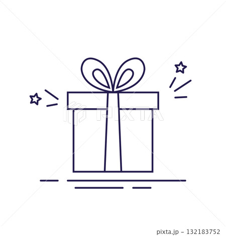 Gift box. Vector icon in line style isolated on white background. 132183752