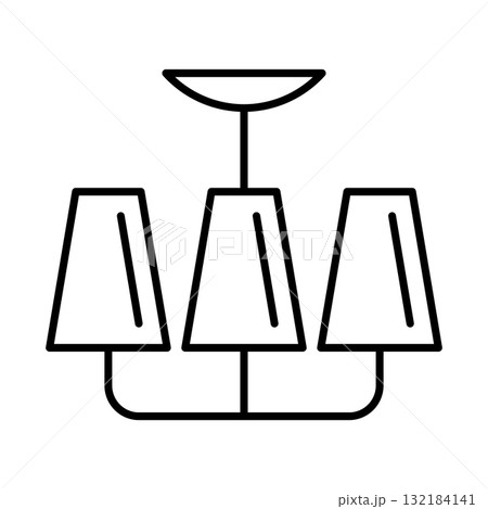 Hanging chandelier icon. Home decor element thin line illustration. 132184141