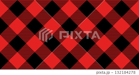 Diagonal red and black buffalo plaid check seamless vector pattern for fabric and backgrounds 132184278