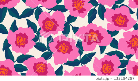 Seamless floral patterns, Abstract hand drawn flowers print decoration. Illustration for fabric, textiles, clothing, wall art, printing and design project, etc. Seamless floral patterns, Abstract hand drawn flowers print decoration. Illustration for fabric, textiles, clothing, wall art, printing and design project, etc. 132184287
