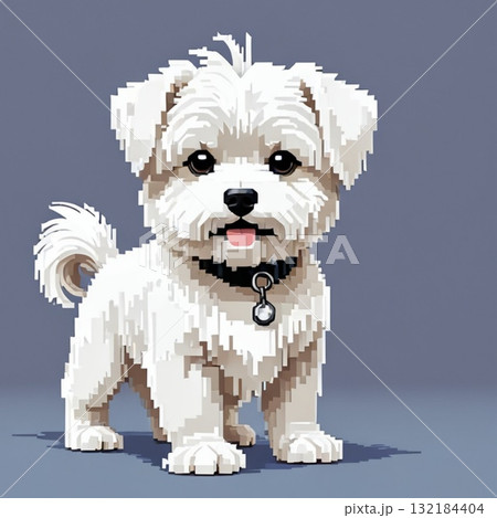 かわいいドット絵　マルチーズさん ラインスタンプ風 132184404