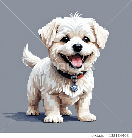 かわいいドット絵　マルチーズさん ラインスタンプ風 132184408