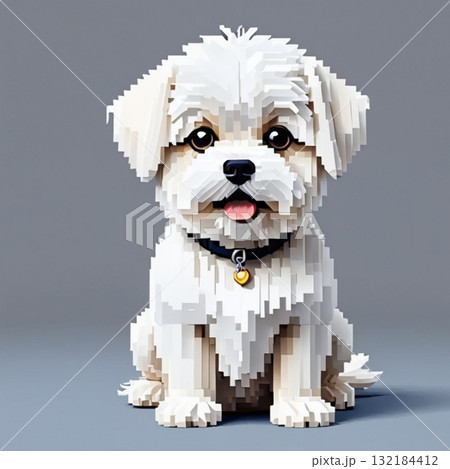 かわいいドット絵 マルチーズさん ラインスタンプ風 かわいいドット絵 マルチーズさん ラインスタンプ風 132184412