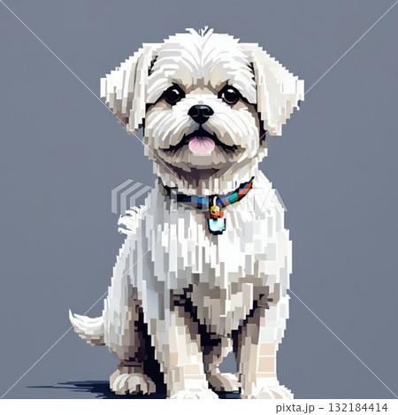 かわいいドット絵 マルチーズさん ラインスタンプ風 かわいいドット絵 マルチーズさん ラインスタンプ風 132184414