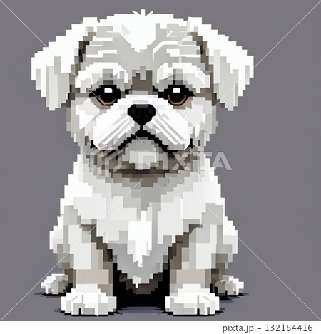 かわいいドット絵 マルチーズさん ラインスタンプ風 かわいいドット絵 マルチーズさん ラインスタンプ風 132184416