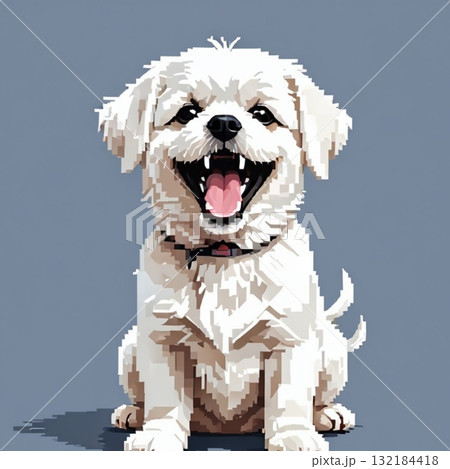 かわいいドット絵 マルチーズさん ラインスタンプ風 かわいいドット絵 マルチーズさん ラインスタンプ風 132184418