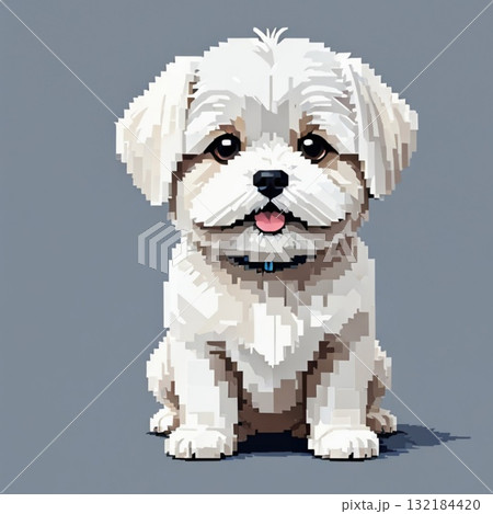 かわいいドット絵 マルチーズさん ラインスタンプ風 かわいいドット絵 マルチーズさん ラインスタンプ風 132184420