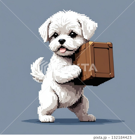 かわいいドット絵 マルチーズさん ラインスタンプ風 かわいいドット絵 マルチーズさん ラインスタンプ風 132184423