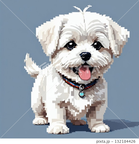 かわいいドット絵 マルチーズさん ラインスタンプ風 かわいいドット絵 マルチーズさん ラインスタンプ風 132184426
