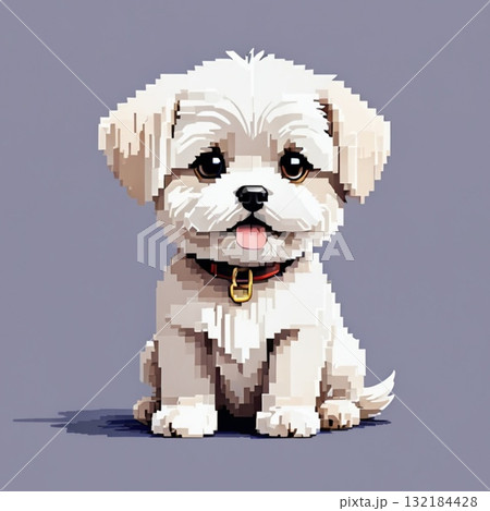 かわいいドット絵 マルチーズさん ラインスタンプ風 かわいいドット絵 マルチーズさん ラインスタンプ風 132184428